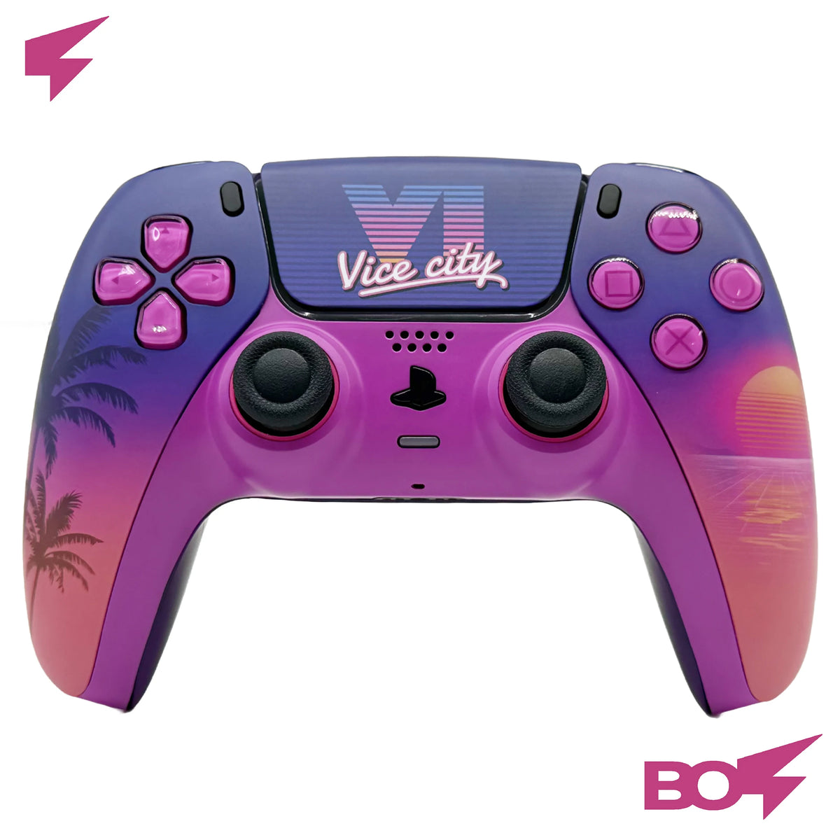 Neon Streets City PS5 Controller Shell Faceplate Cover with Touchpad for DualSense Controller, Replacement for BDM-010 to BDM-060