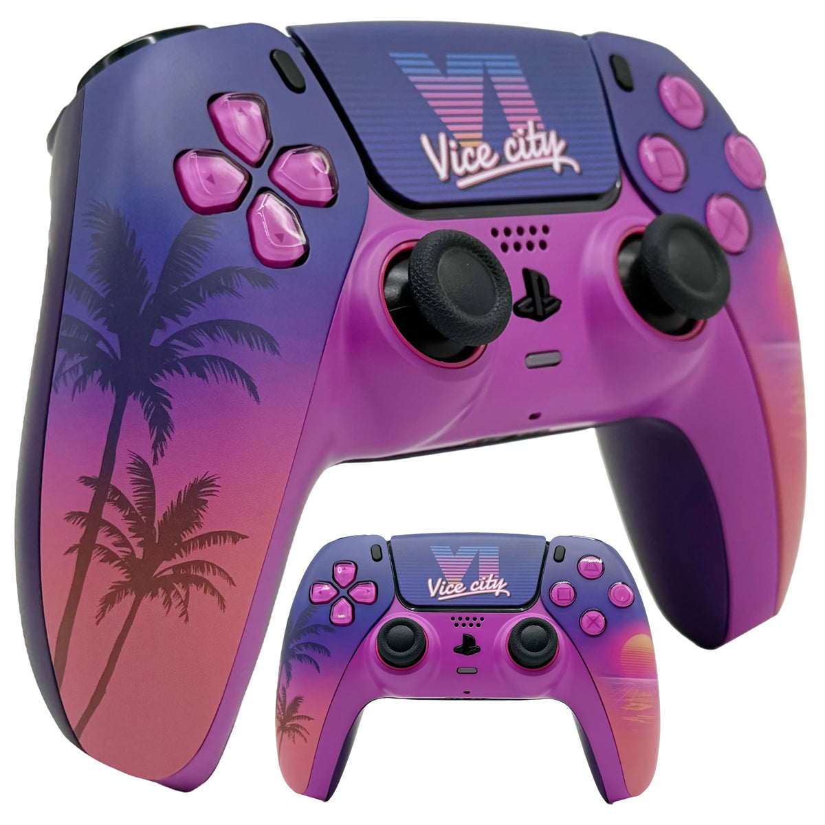 Neon Streets City PS5 Controller Shell Faceplate Cover with Touchpad for DualSense Controller, Replacement for BDM-010 to BDM-060