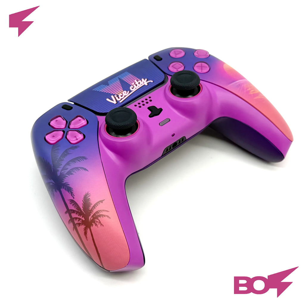 Neon Streets City PS5 Controller Shell Faceplate Cover with Touchpad for DualSense Controller, Replacement for BDM-010 to BDM-060