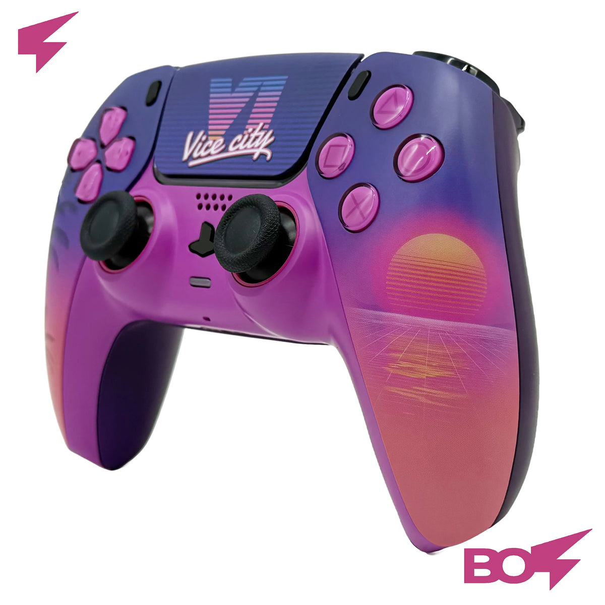 Neon Streets City PS5 Controller Shell Faceplate Cover with Touchpad for DualSense Controller, Replacement for BDM-010 to BDM-060
