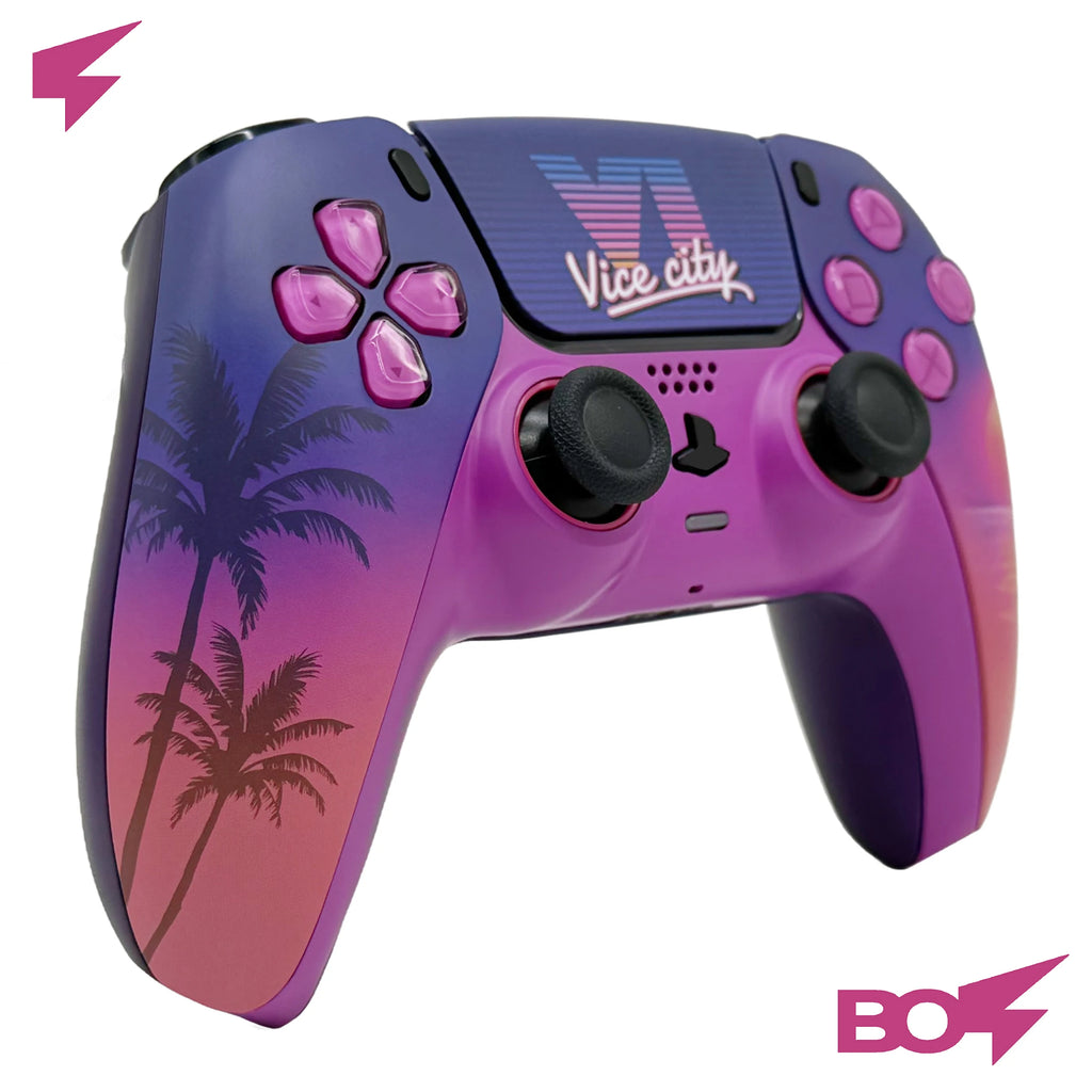 Neon Streets City PS5 Controller Shell Faceplate Cover with Touchpad for DualSense Controller, Replacement for BDM-010 to BDM-060