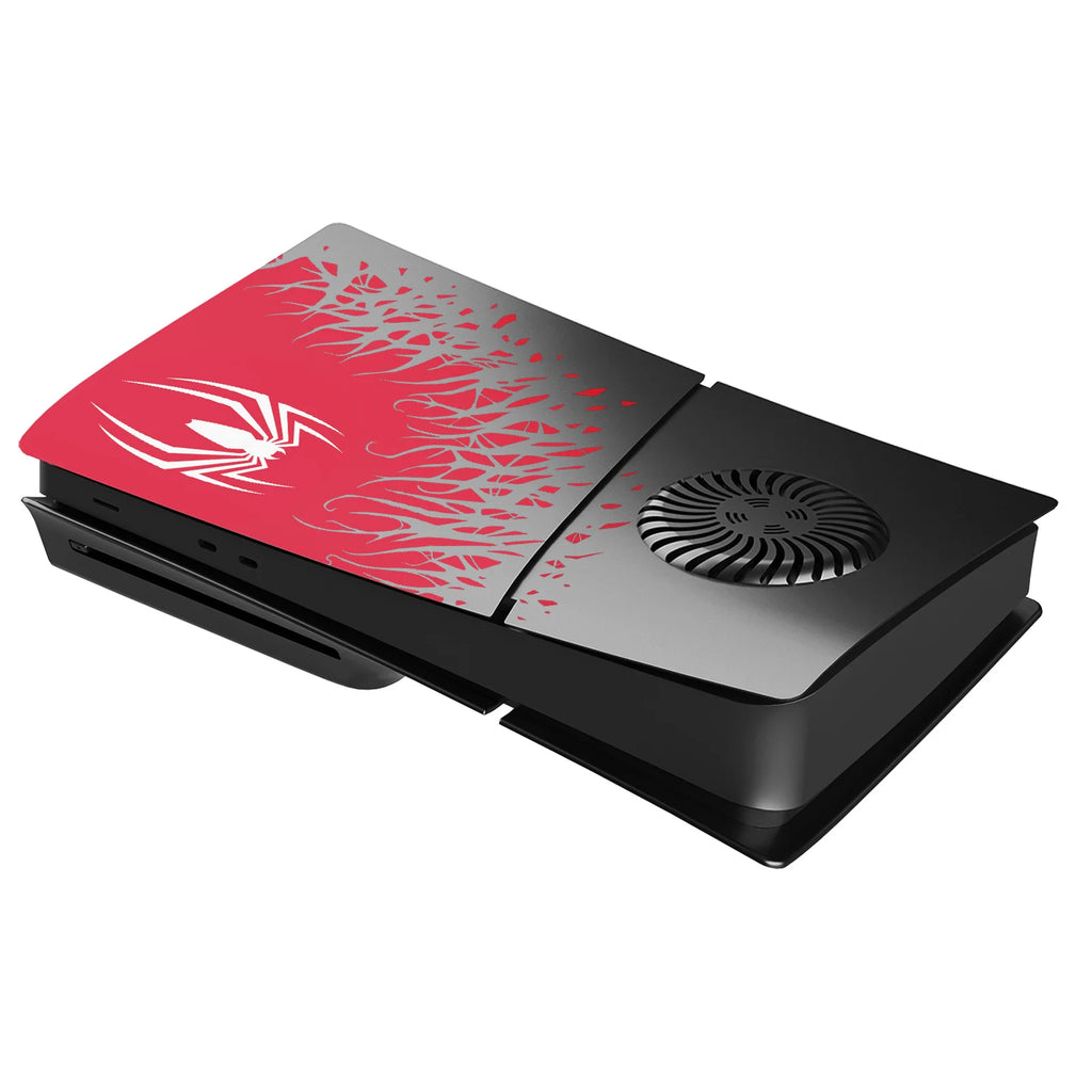 Premium ABS Replace Shell Cover Hard Case Faceplate W/ Cooling Vents For PS5 Slim Playstation 5 Slim Disc Edition Spider Style